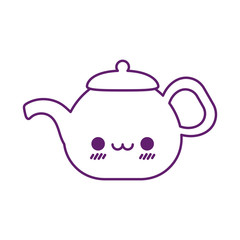 Kawaii tea kettle cartoon line style icon vector design