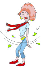 Personnage romantique dans le vent