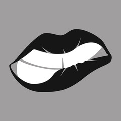 Cut female lips. Female mouth, traces of sexy woman. Vector clipart illustration for branding, logo label, stickers, printing on fabric.