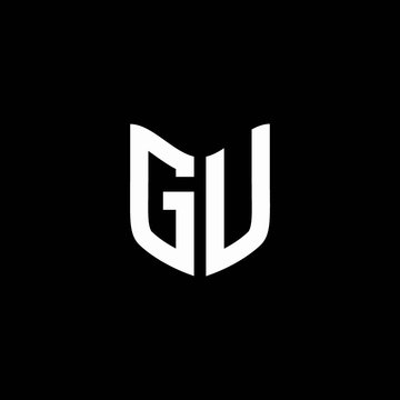 gu logo monogram with shield shape design template