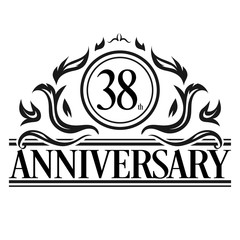 Luxury 38th anniversary Logo illustration vector