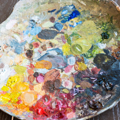 Artist's palette abstract oil paint spots