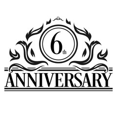 Luxury 6th anniversary Logo illustration vector