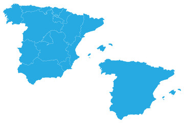 Map - Spain Couple Set , Map of Spain,Vector illustration eps 10.