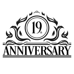 Luxury 19th anniversary Logo illustration vector