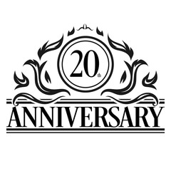 Luxury 20th anniversary Logo illustration vector