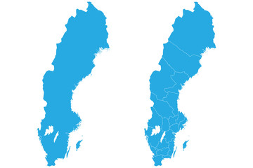 Map - Sweden Couple Set , Map of Sweden,Vector illustration eps 10.