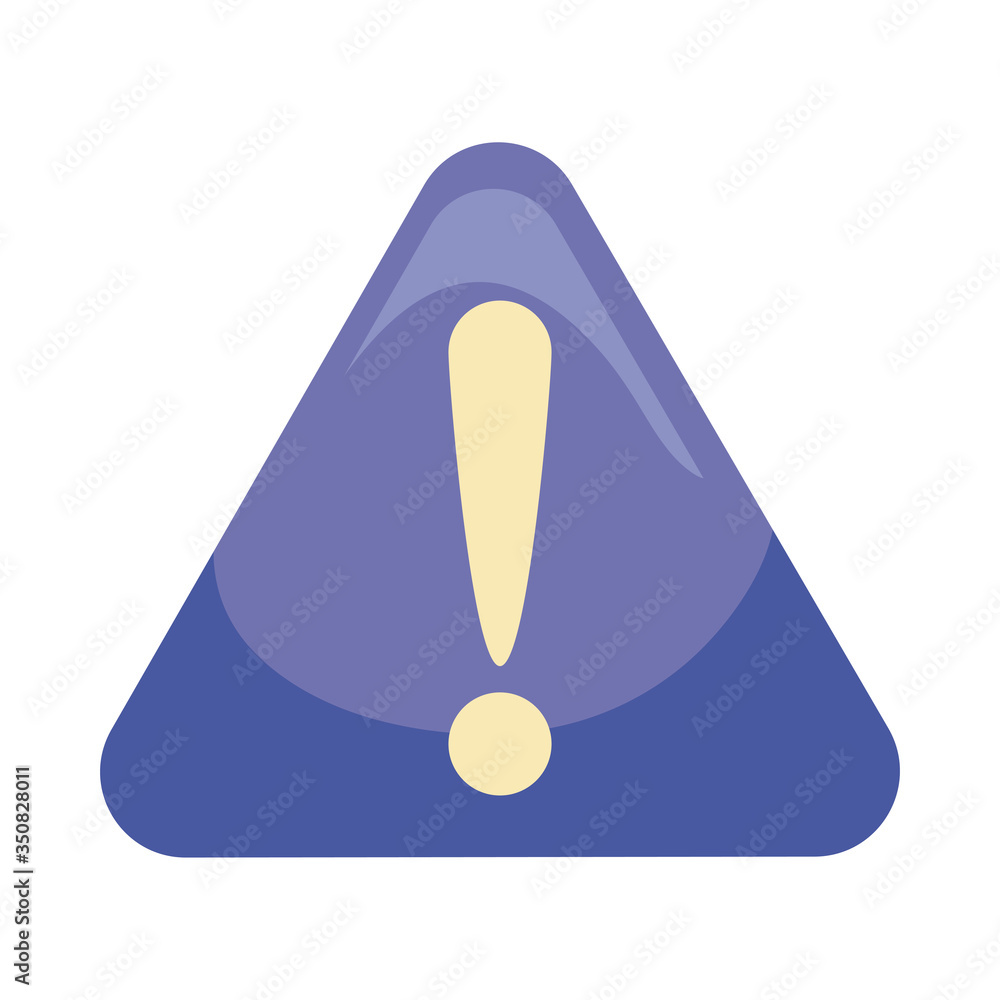Poster exclamation mark inside triangle flat style icon vector design