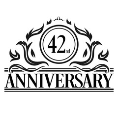 Luxury 42nd anniversary Logo illustration vector
