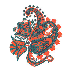 Paisley pattern with flowers in indian style
