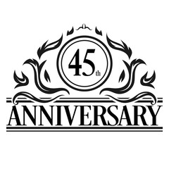 Luxury 45th anniversary Logo illustration vector