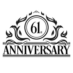 Luxury 61st anniversary Logo illustration vector