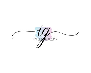 IG Initial handwriting logo vector