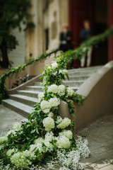 Fototapeta na wymiar Rustic wedding decor. Details of the wedding day.