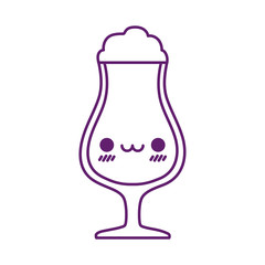 Kawaii coffee cup cartoon line style icon vector design