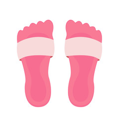 Summer beach creative pink flip flops for girl or woman isolated on white background. Vector illustration of women's slippers. Slipper icon. Summer open shoes
