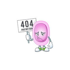 gloomy face of pertussis cartoon character with 404 boards