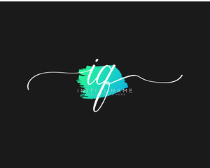 Fototapeta premium IQ Initial handwriting logo vector