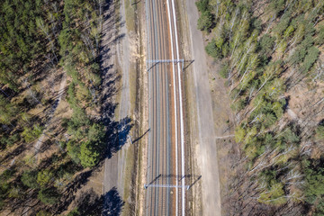 Railroad tracks in Legionowo town near Warsaw, Poland