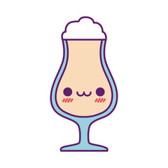 Kawaii coffee cup cartoon line and fill style icon vector design