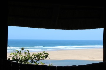 Looking through an open window above oven view