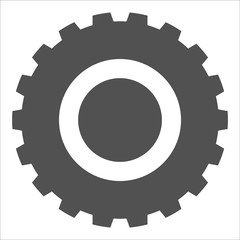 Grey industrial icon on white background. Gears and cogs symbol. Industrial icon. Web design icon. Space for gear text and logo. EPS.10