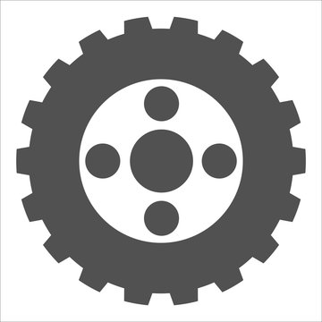Grey industrial icon on white background. Gears and cogs symbol. Industrial icon. Web design icon. Space for gear text and logo. EPS.10