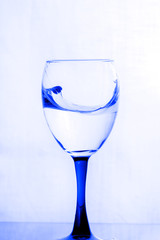 Splashes of water in a glass glass