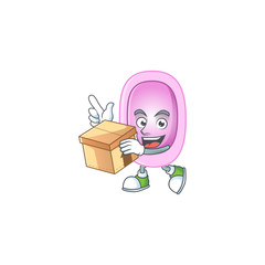 cartoon design style of pertussis having gift box