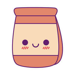 Kawaii bag cartoon line and fill style icon vector design