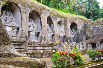 Pura Gunung Kawi Temple in Ubud, Bali Island, Indonesia. Ancient carved in the stone temple with royal tombs.