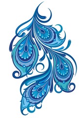 Peacock feathers on a white background. Vector Illustration