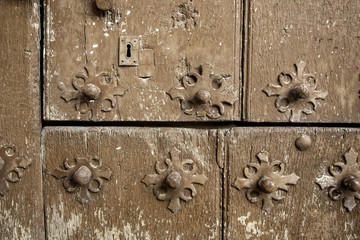 Old abandoned wooden door