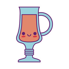 Kawaii juice cup cartoon line and fill style icon vector design