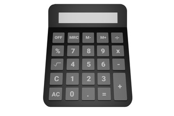 black calculator isolated on white background with clipping path, 3d rendering