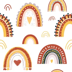 Gordijnen Baby regenboog naadloze patroon. Vectorillustratie. Kwekerij patroon in de hand getekende Scandinavische stijl. Textuur voor stof, textiel, verpakking en behang. © lubashka