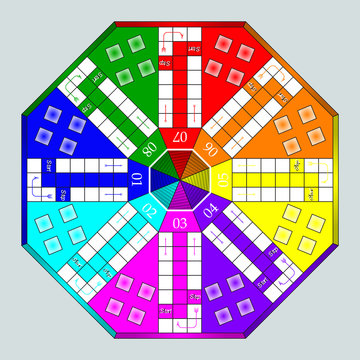 Eight Players ludo board game - More fun illustration sample for evergreen board game - Ready to print vector design