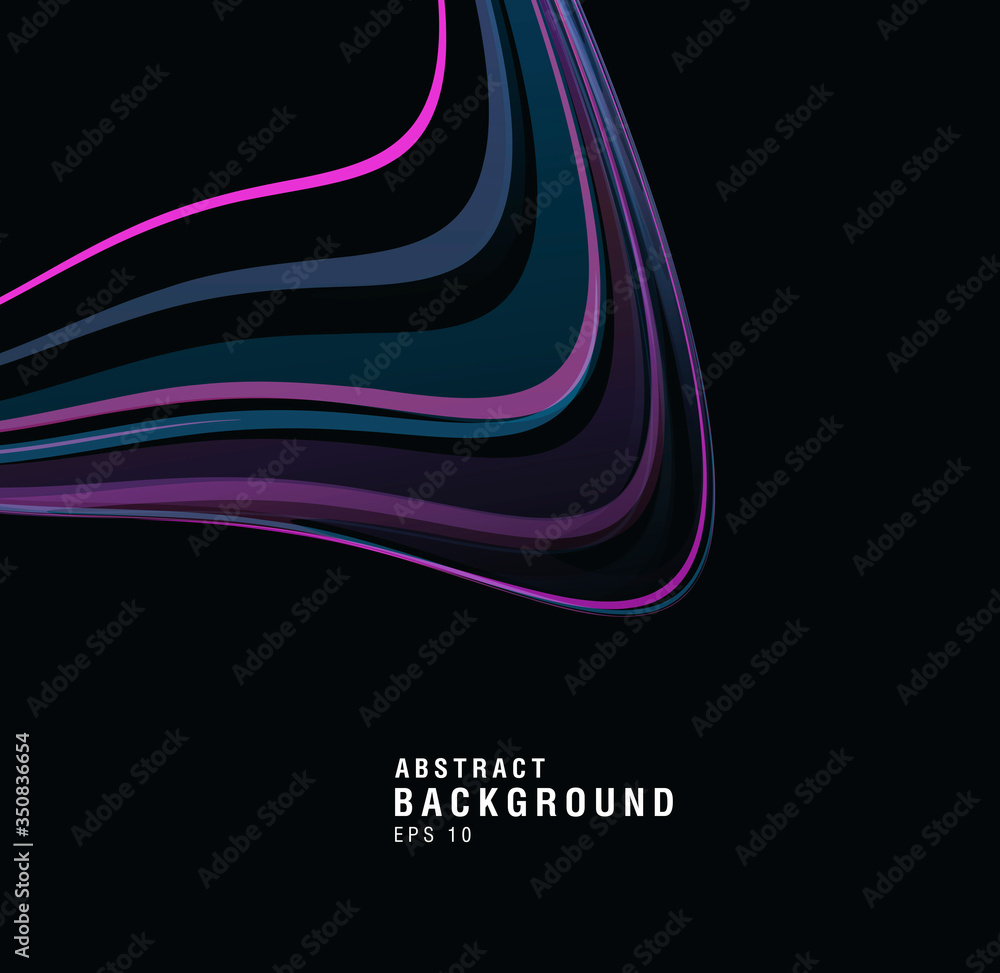 Poster fluid drop absatract texture composition, violet soft lines flowing down on dark backdrop, square or