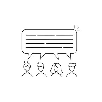 Vector Outline education Chat Icon isolated on white background. Line logo dialogue concept. Speech bubble symbol for your web site design, logo, app