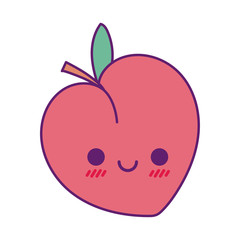 Kawaii peach cartoon line and fill style icon vector design