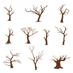 Vector Set of Silhouettes of Trees