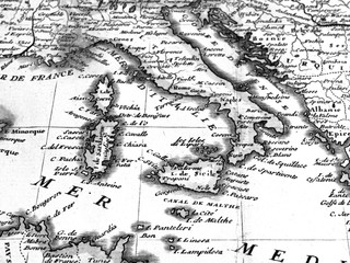 アンティークの世界地図　イタリア