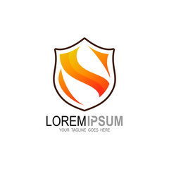shield logo with the letter s + simple shield logo and defense symbol