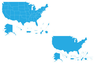 Map - USA Couple Set , Map of USA,Vector illustration eps 10.
