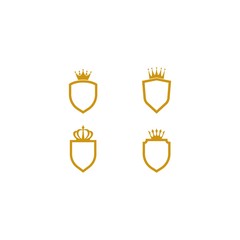 Crown with shield logo vector icon template