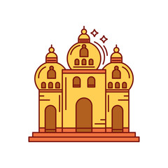 muslim temple, mosque building on white background