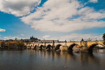 charles bridge and prague castle in prague