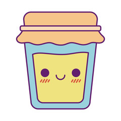 Kawaii honey jar cartoon line and fill style icon vector design