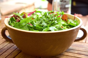 fresh green salad in bowl