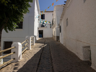 Narrow street in the old town of Capileira, Spain 